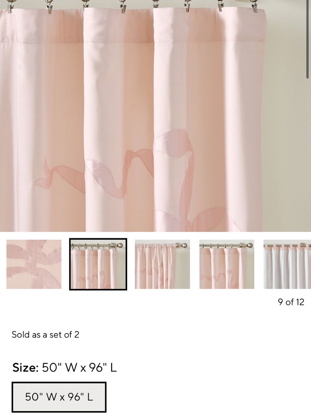 LoveShackFancy Pale Pink Floral Sheer-Accent Curtain Panels